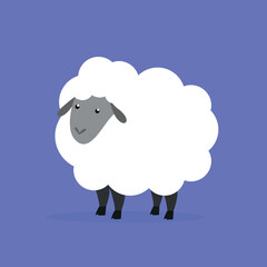White sheep with long hair - illustration