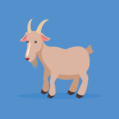 Goat with horns - cartoon vector illustration