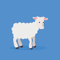 Goat with curly hair - cartoon vector illustration