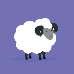 White sheep - illustration, vector, cartoon
