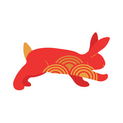 Red Chinese New Year rabbit on white background