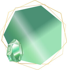 emerald, green crystal and gem border label