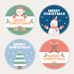 크리스마스 선물 라벨 스티커 일러스트 벡터 이미지 세트