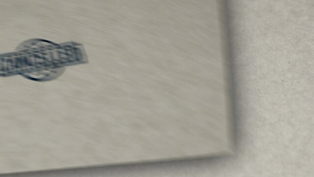 Cancelled stamp loopable and seamless animation. Hand stamping impact. Cancellation and work annulment 3D rendered loop concept.