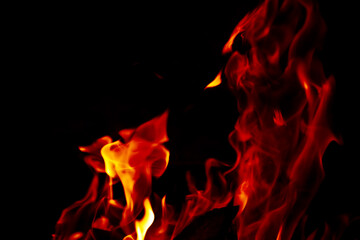 Background of the flame in the oven. Overlay layer. Tongues of fire in a fireplace.