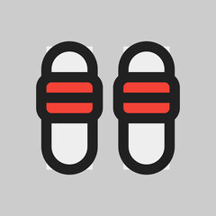 Sandals icon in filled line style about travel, use for website mobile app presentation
