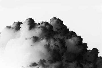 dangerous and dramatic cloud of black smoke after an explosion in the sky