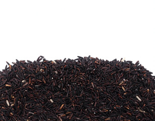 Pile of rice without berries on a white background