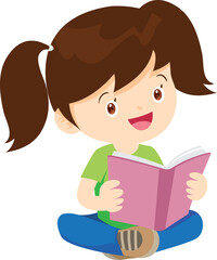 children reading books Cartoon Studying kid Reading Book While Sitting be happy