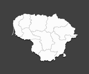 Fototapeta premium Vector map country Lithuania divided on regions