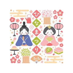 ひな祭りのアイコンイラスト
