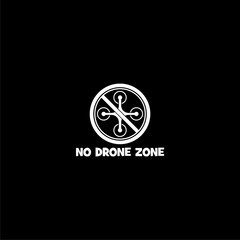 No drone zone warning sign icon isolated on dark background