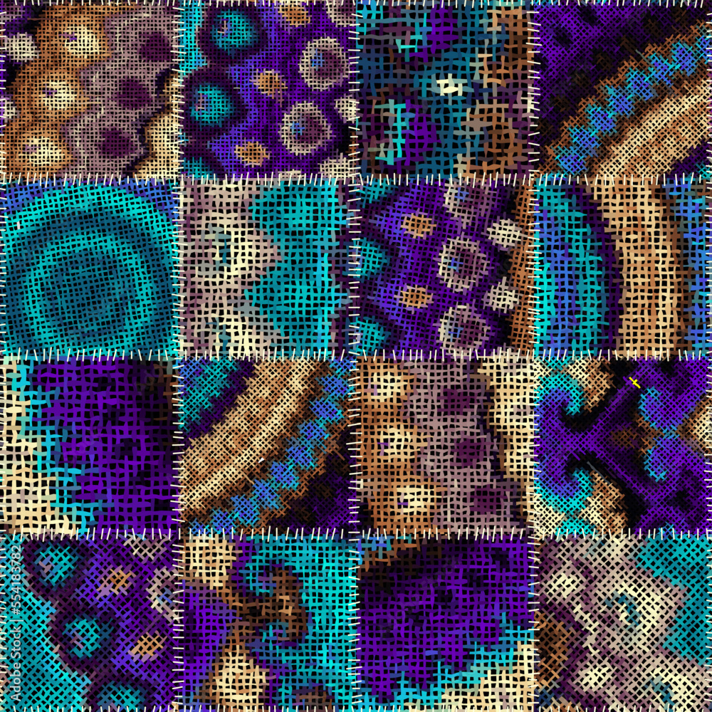 Poster Imitation of a texture of rough canvas. Seamless pattern.