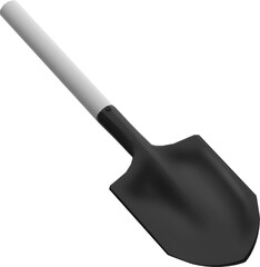 A pickaxe and a hoe are shown excavating on a white background., 3D rendering