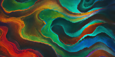 Abstract rainbow colored liquid, oil painting background