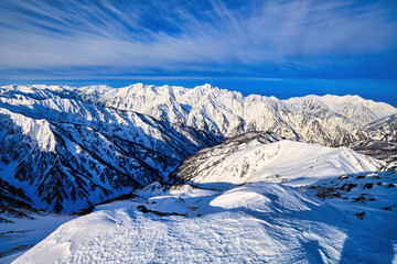 五竜岳から眺めた冠雪の剱岳･立山連峰