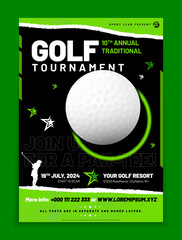 Modern golf poster template with sample text