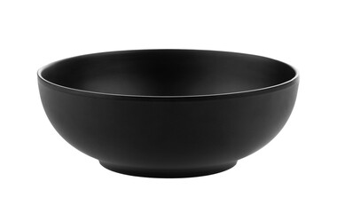 Black ceramic bowl isolated on transparent png