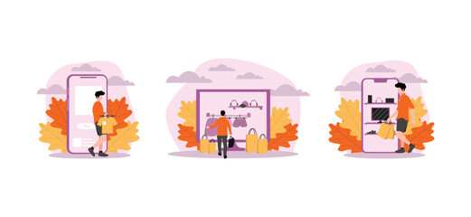 Fototapeta premium E Commerce Flat Bundle Design