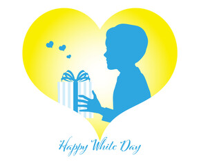 ホワイトデーのイラスト素材 ベクター シルエット 男の子 プレゼント