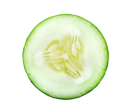Fresh slice cucumber on transparent png