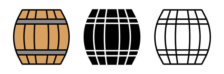 Barrel icon set. Beer and wine barrel. Vector.
