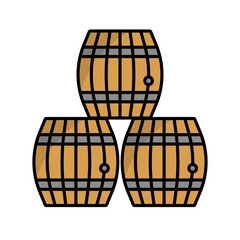 Stacked barrel icons. Wine aging and beer barrels. Vector.