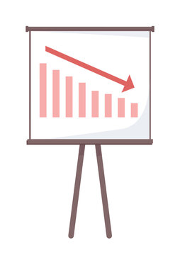 Falling down graphic semi flat color vector object. Corporate crisis. Editable element. Full sized item on white. Simple cartoon style illustration for web graphic design and animation