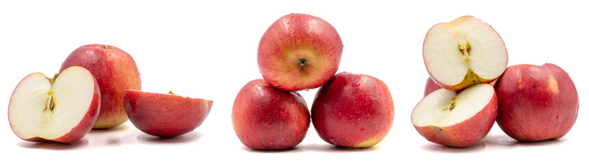 Fototapeta na wymiar Set of Apple varieties images. Red apple isolated on a white background. Clipping Path. Full depth of field. close up