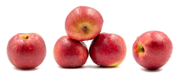 Set of Apple varieties images. Red apple isolated on a white background. Clipping Path. Full depth of field. close up