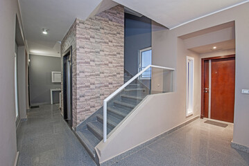 Interior design of luxury apartment stair area