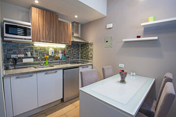 Interior design of luxury apartment kitchen