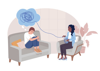 Therapy session flat concept vector illustration. Professional psychological help. Editable 2D cartoon characters on white for web design. Mental health creative idea for website, mobile, presentation