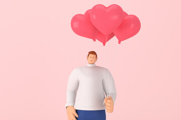 3d character in the festival of Valentine's Day. 3d rendering of graphic resourse.
