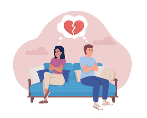 Arguing couple flat concept vector illustration. Resentment in family. Relationship conflict. Editable 2D cartoon character on white for web design. Creative idea for website, mobile, presentation