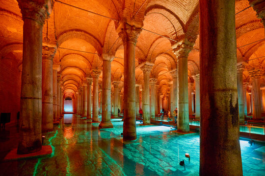 Istanbul Turkey November 29 2022. the Basilica Cisterns is the largest of several hundred ancient cisterns that lie beneath the city of Istanbul, Turkey