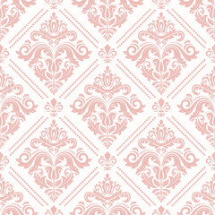 Classic seamless vector pattern. Damask orient ornament. Classic vintage background. Orient bright pink pattern for fabric, wallpapers and packaging