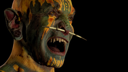 Naklejka premium Fantasy tribal warrior.