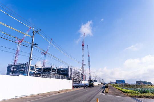  建設現場風景( 半導体受託生産の世界最大手、台湾積体電路製造工場建設風景) （TSMC)「JASM(tsmc Fab23)」
 日本(冬)2022年12月撮影 
Japan (Winter) Taken in December 
2022 九州・熊本県菊池郡菊陽町
 Kikuyo Town, Kikuchi District, Kumamoto Prefecture, Kyushu