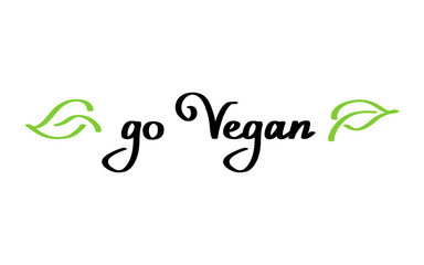 Vegan handdrawn text green vector lettering illustration. Calligraphy Vegan illustration