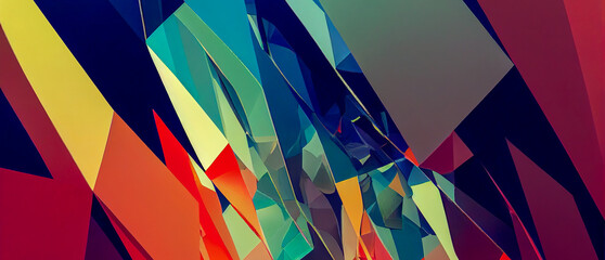panorama abstract colorful triangle background, generative ai illustration