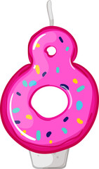 eight party birthday number candle cartoon. eight party birthday number candle sign. isolated symbol vector illustration