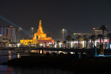 Fototapeta na wymiar Night view of Doha corniche , Qatar.