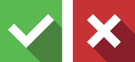 Obraz premium red cross and green check mark, vector