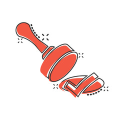 Approve stamp icon in comic style. Accept check mark cartoon vector illustration on white isolated background. Approval choice splash effect business concept.