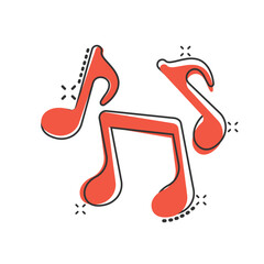 Music note icon in comic style. Song cartoon vector illustration on white isolated background. Musician splash effect sign business concept.