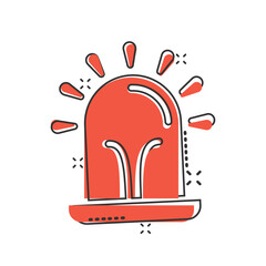 Emergency alarm icon in comic style. Alert lamp cartoon vector illustration on isolated background. Police urgency splash effect sign business concept.