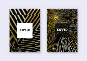 Hipster cover design template set. Gold abstract l