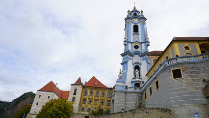 Fototapeta premium Durnstein in Austria with baroque blue tower