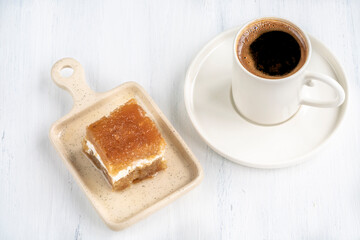 cup of Turkish coffee and dessert